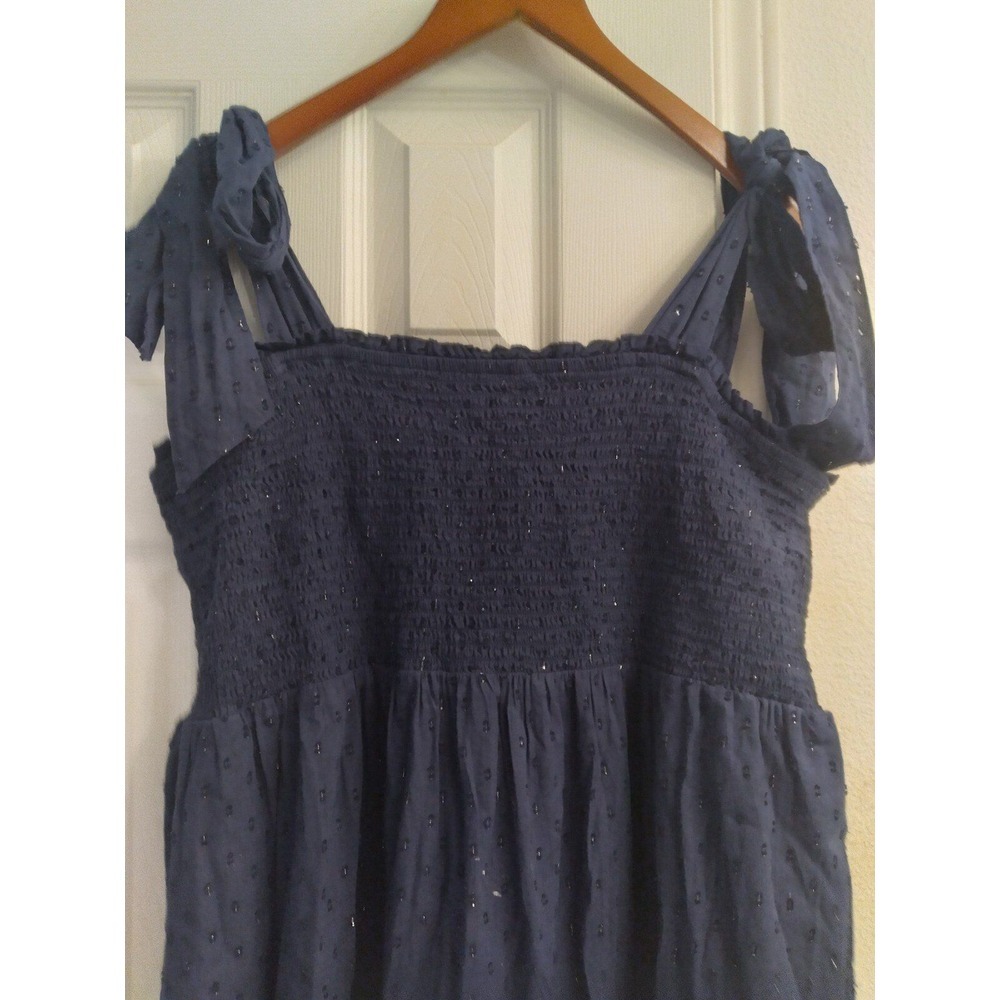 Tie Strap Maxi Dress Smocked Sundress Casual Summer Dress Navy Blue